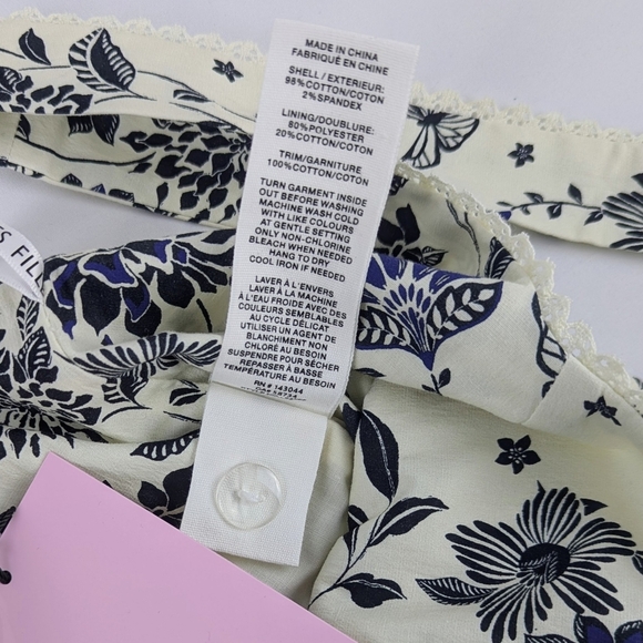 Avec Les Filles Corset Top Cropped Square Neck Sleeveless Floral Natural M NWT - Picture 14 of 16